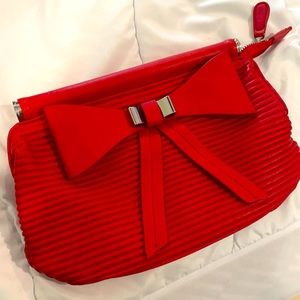 Bebe red leather clutch